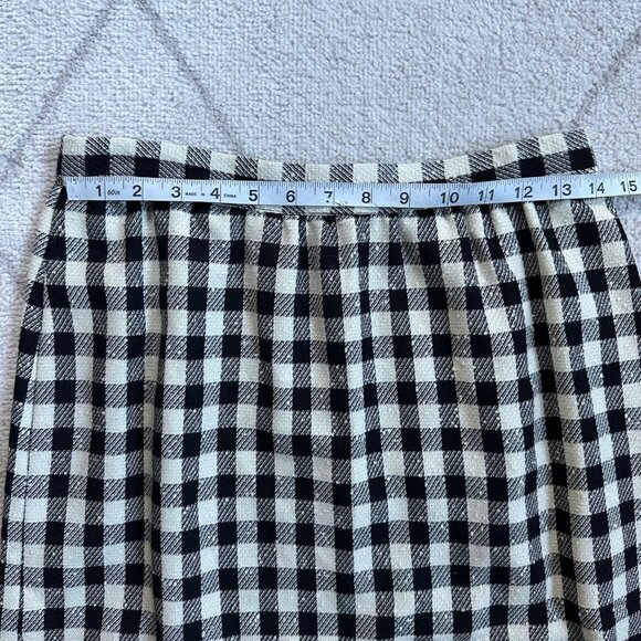 Talbots Classic Black and White Check Wool Blend Midi Pencil Skirt Sz M - Picture 6 of 7